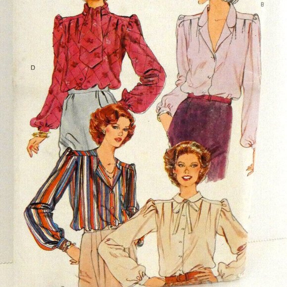 Vintage Vogue Pattern Womens Blouse and Tie Top 4 Styles Size 12 UK/8 USA Uncut - Picture 1 of 12